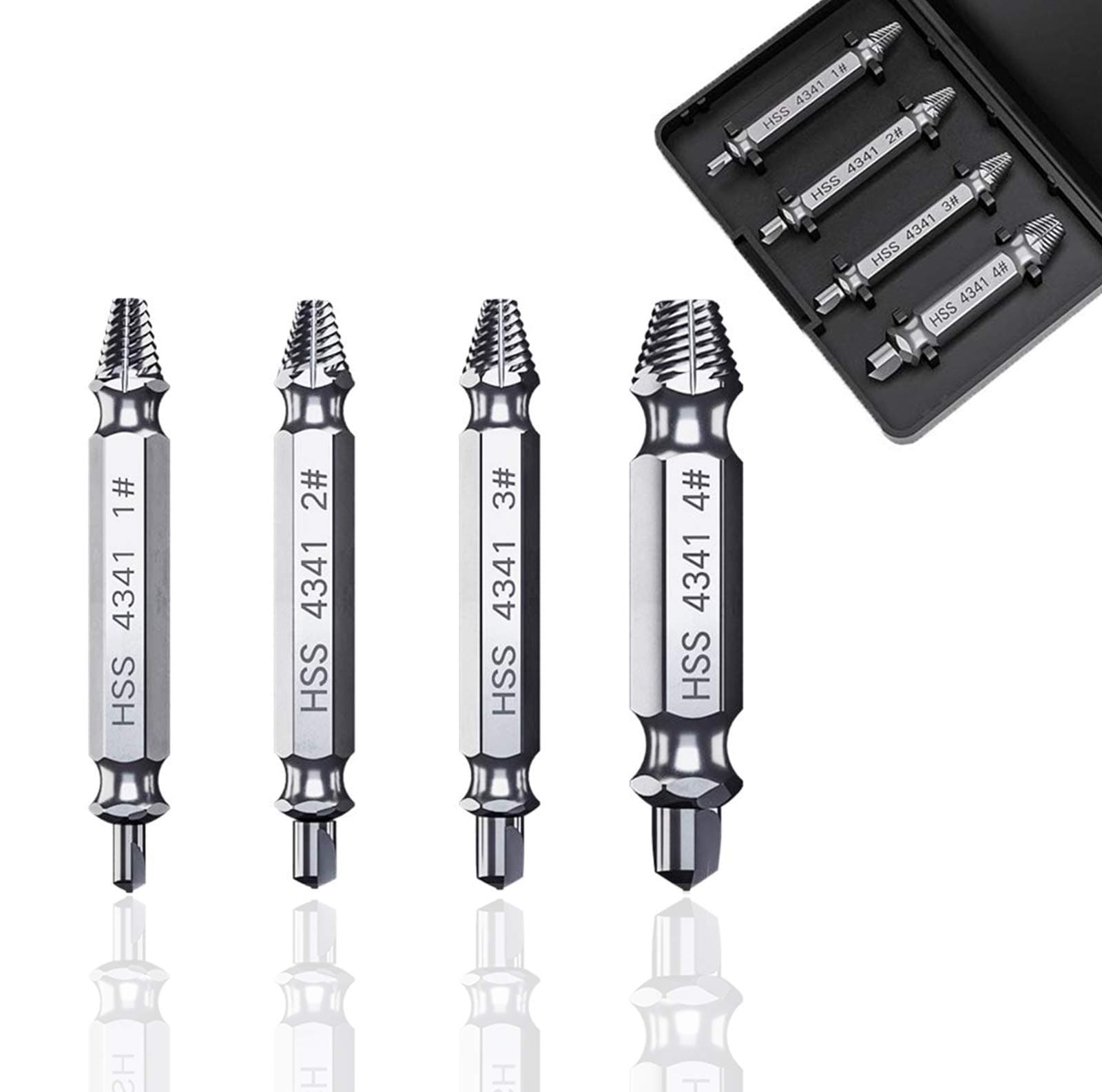 Damaged Screw Remover and Drill Bits Tool Set by Guokoo,Easily Remove Damaged or Stripped Screws,Set of 4 Stripped Screw Extractor