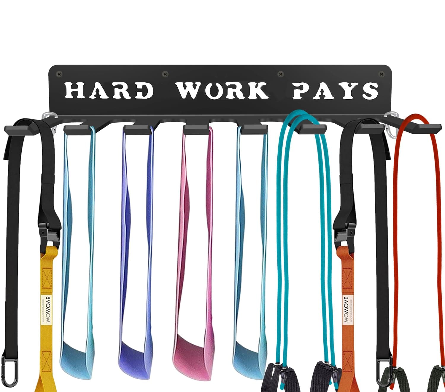 WIPHANY Home Gym Accessories Organization Storage Rack Equipment For Home 8 Hook Wall Hanger Display Gear Barbells Resistance Bands Jump Ropes Lifting Belt Hanger Accessories Hardware Included