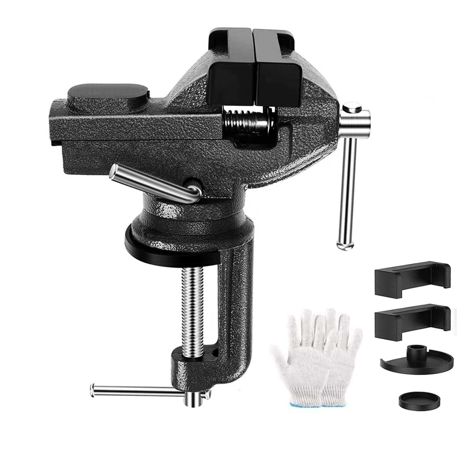 Home Table Vise Universal Rotate 360° Work Clamp-On Vise, golf club vise clamp,Portable Vice for Workbench, 3.2" black
