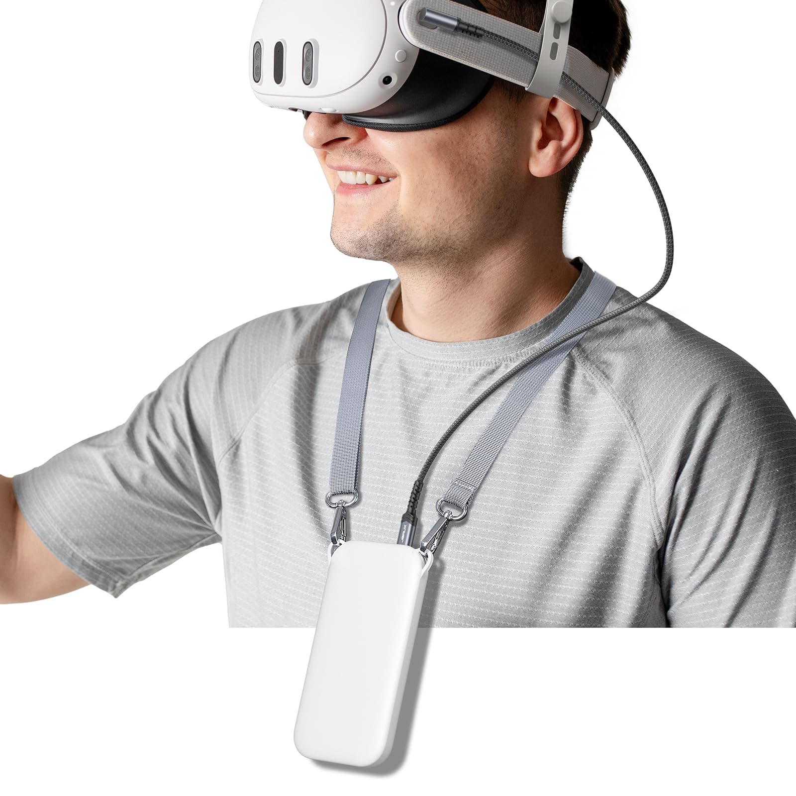 JSAUX Battery Pack Compatible for Meta Quest 3S/3/2, 10000mAh PD Fast Portable Rechargeble Power Bank (Extend 4-6 H Playtime) with Belt Clip and Lanyard,for Oculus 3S/3/2, PS VR2, Pico 4 Accessories