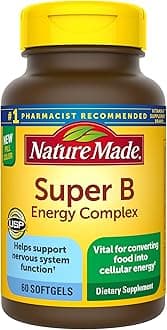 Super B Energy Complex, Dietary Supplement for Brain Cell Function Support, 60 Softgelss,…