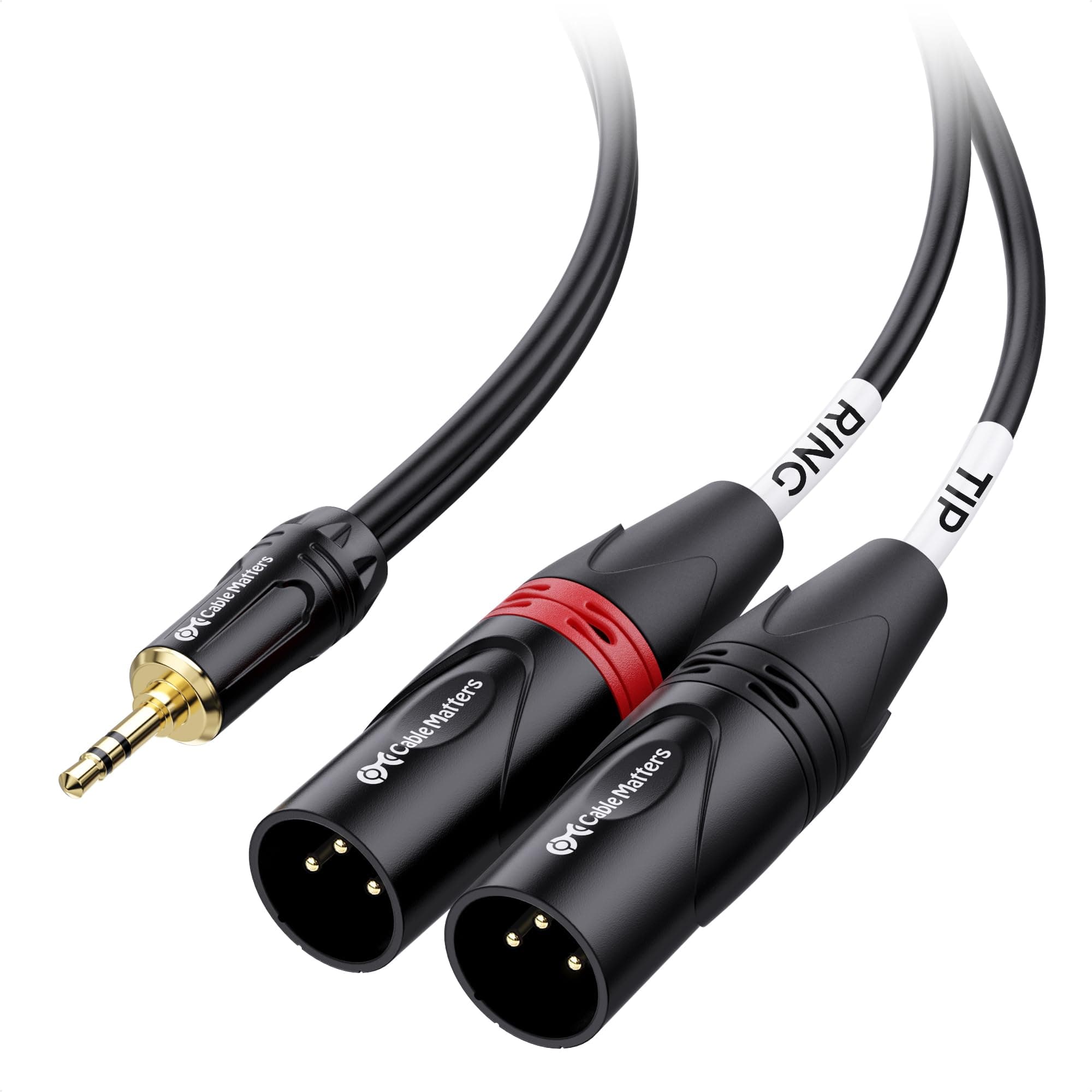 Cable Matters 3.5mm to XLR Cable, 3.5mm TR to 2 XLR Cable 3ft Male to Male Aux to Dual XLR Breakout Cable, 3.5mm to Stereo Breakout Cable