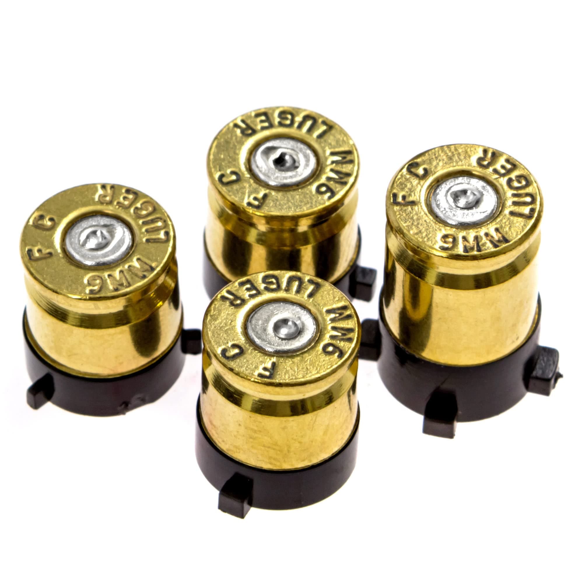 Xbox One Bullet Buttons Raplacement A B X Y Real Bullet Brass Casings Gold Brass w/Silver Nickel Primer