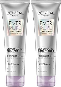 EverPure Silver Care Sulfate Free Shampoo and Conditioner Set, Nourishing Vegan Formula with Peptides for Brightening Gray Hair, 1 Kit