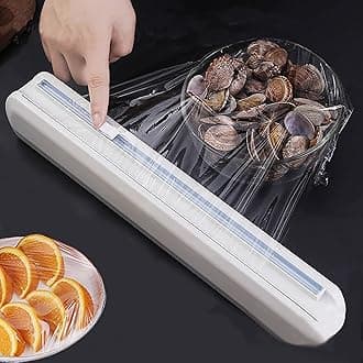 House of Quirk Plastic Wrap Dispenser with Cutter Aluminum Foil Dispenser Refillable Wrap Dispenser Plastic Food Wrap Dispenser Cling Film Dispenser with Cutter - Grey