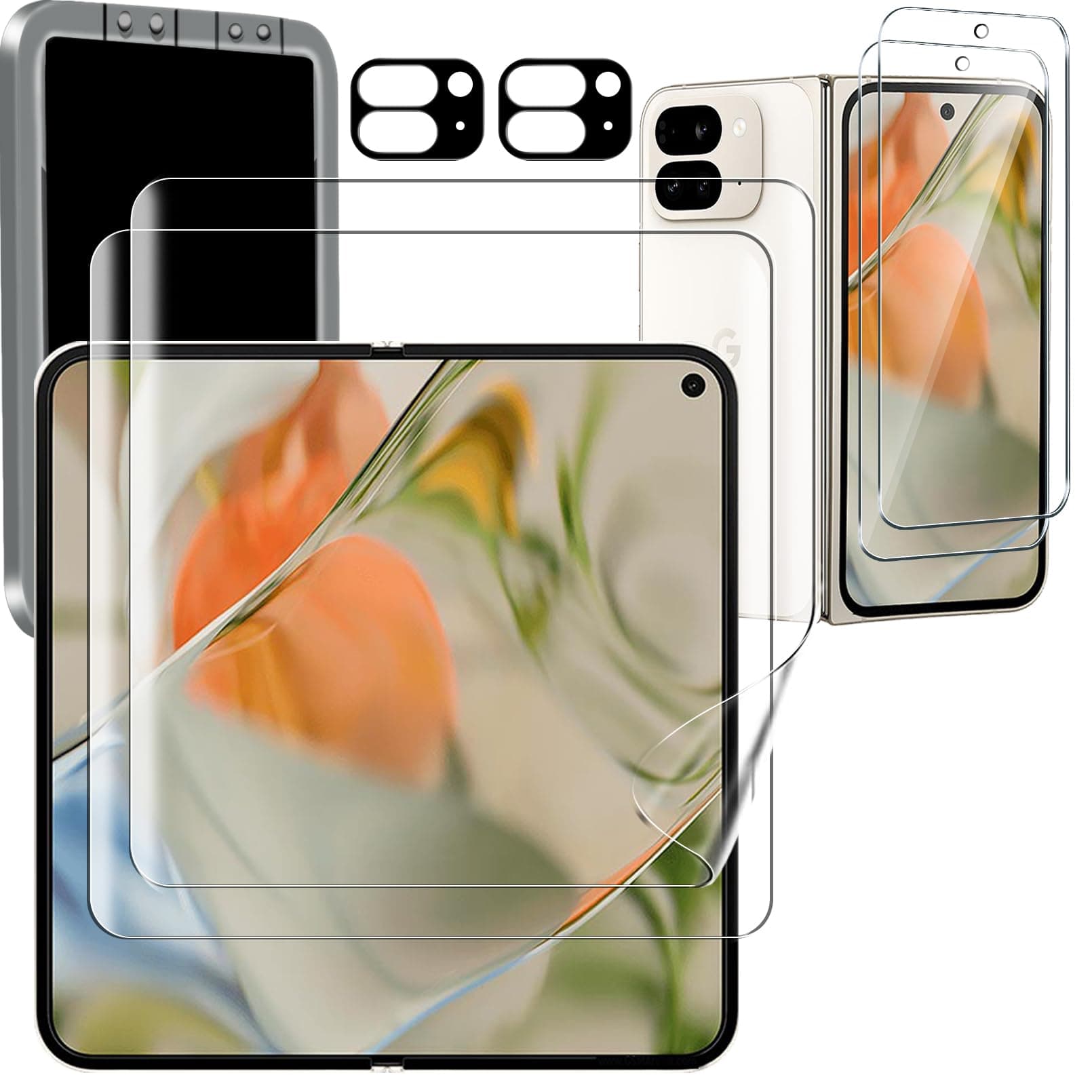2 Pack Screen Protector for Google Pixel 9 Pro Fold [Phone Case Friendly], Inside Anti-Spy Film with 2 Pack Back Tempered Glass + 2pack Camera Lens Protector Accessories