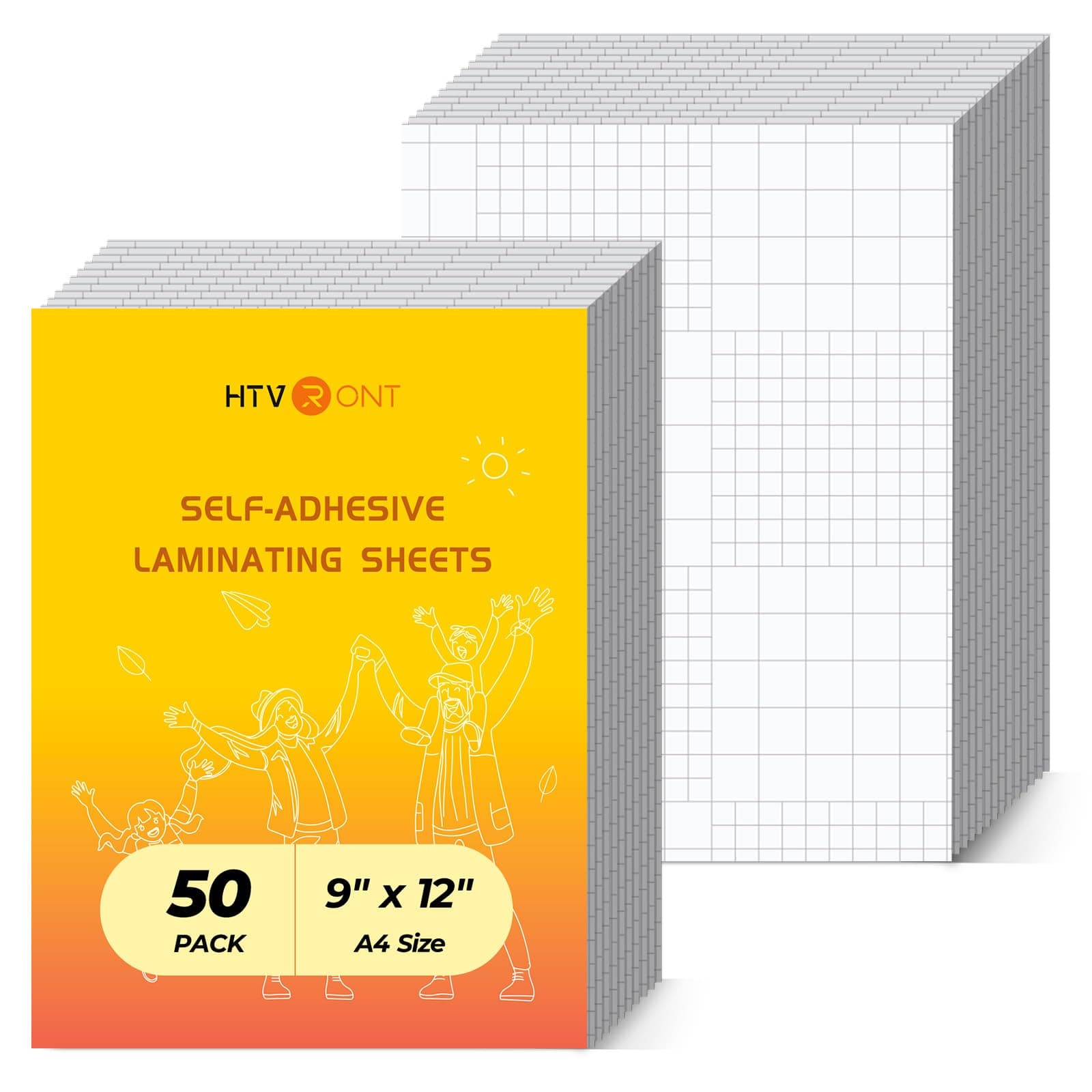 HTVRONT Self-Adhesive Laminating Sheets-50 Sheets 9 X 12 Inches Self Laminating Sheets, No Machine Needed Clear Laminating Sheets