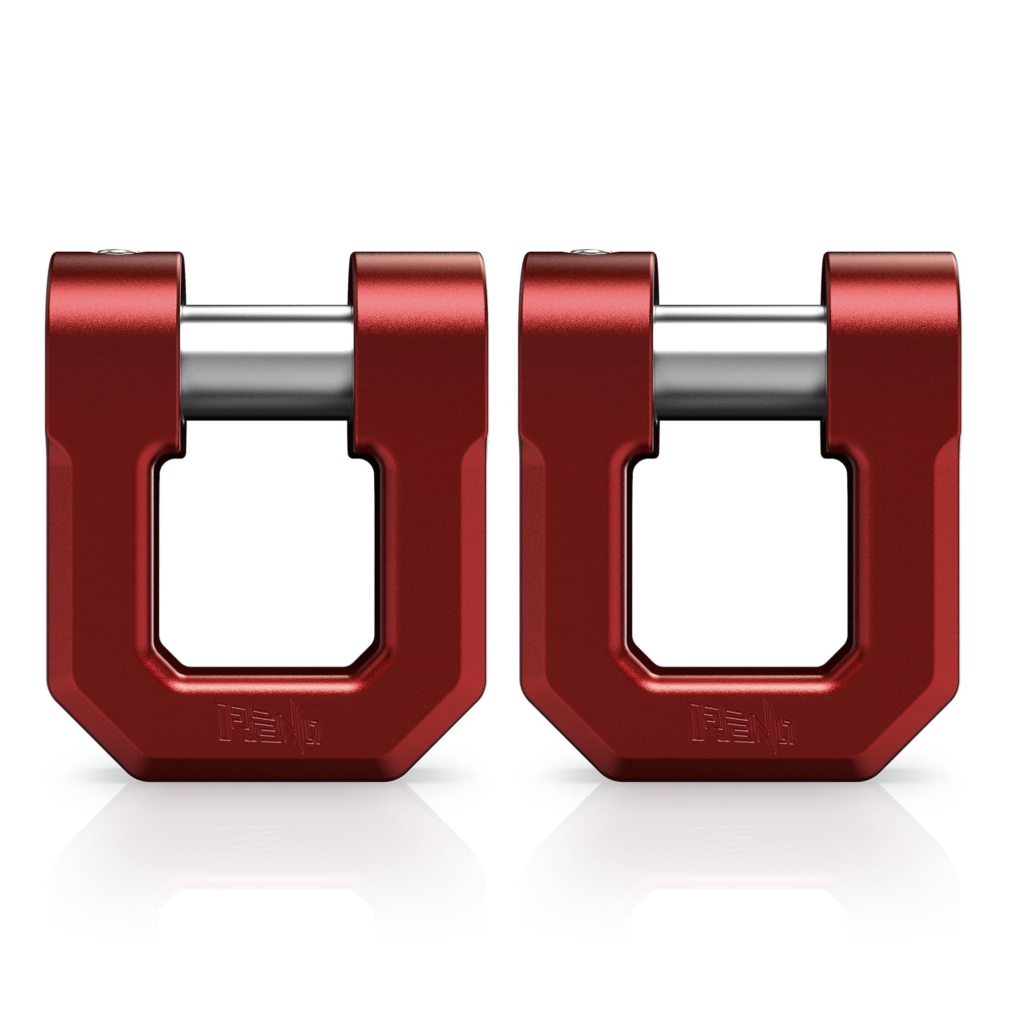 RENO 3/4" D Ring Shackle, 68,000 lbs Break Strength with 7/8" Inch Pin Universal Use with Tow Strap Winch for Off-Road Truck ATV UTV SUV Recovery Towing Trailer (Aluminum, 2 Pack, Red)