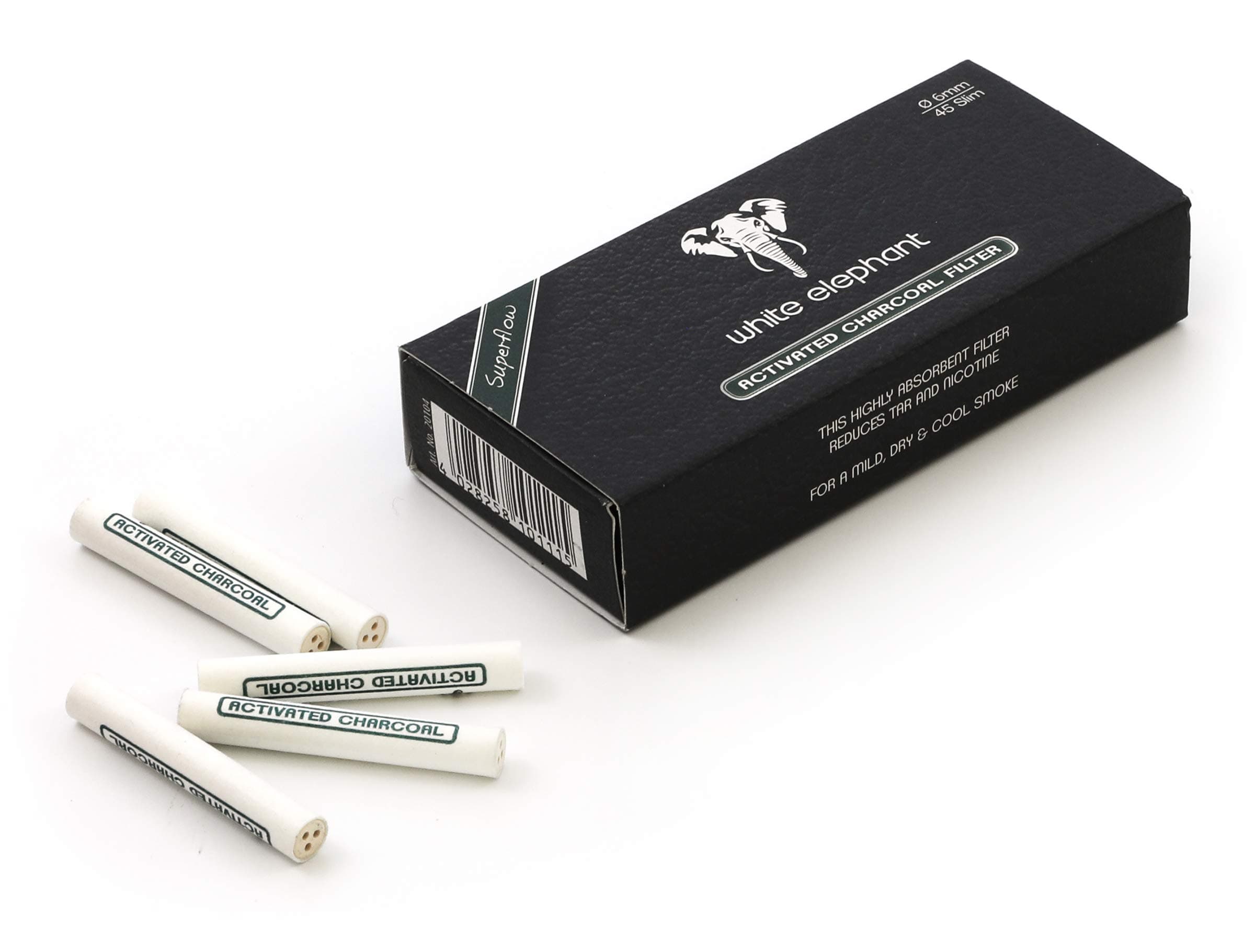 45 filters x 6mm White Elephant Active Charcoal pipe FILTER from Germany