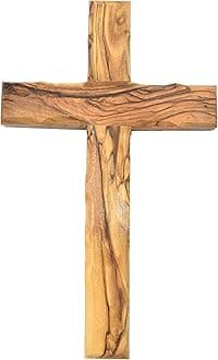 Zuluf Wall Hanging Olive Wood Cross | Hand Carved Cross | Olivewood Christian Wall Cross With Holy Land Certificate | Ideal Gift for Home Decoration, Weddings and Home Office 20cm / 7.8" CRS051