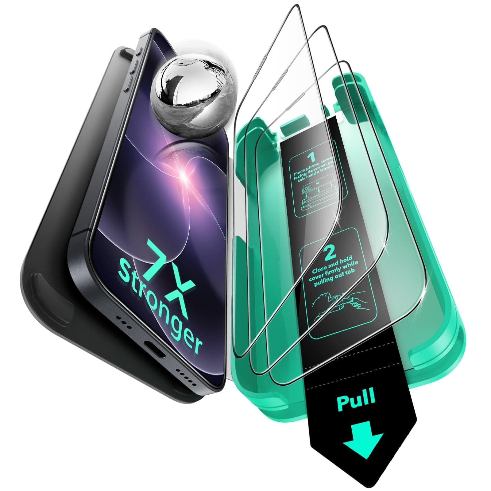 3 Pack 9H+ Glass for iPhone 17e/iPhone 16e/iPhone 14/iPhone 13/13 Pro Screen Protector, [Military Grade Shatterproof, Armorite Ultra-tough Full Coverage Tempered Glass with UltraFit Tray