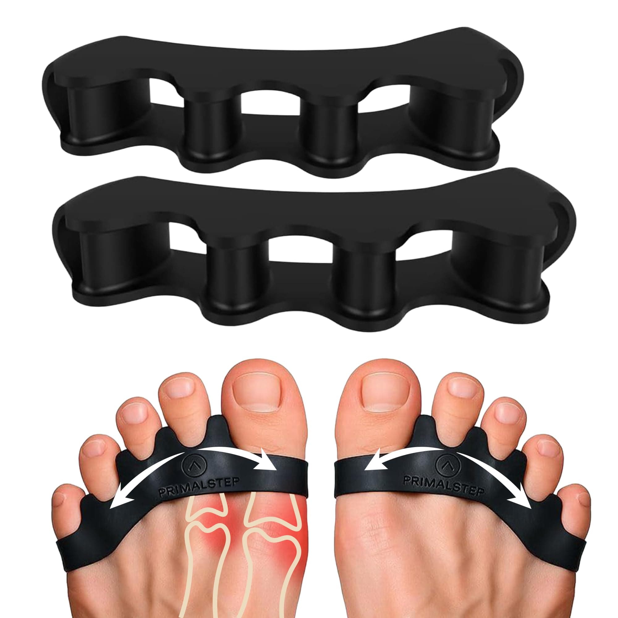 VYCE PrimalStep Toe Separators, Spreaders, Spacers, Straightener to Correct Toes for Men and Women, Bunion Corrector, Plantar Fasciitis and Athletic Mobility, S/M