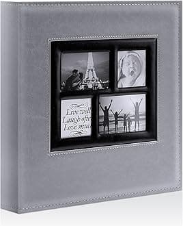 Ywlake Photo Album 4x6 500 Pockets, Large Capacity Family Wedding Leather Picture Albums Holds 500 Horizontal and Vertical Photos Grey