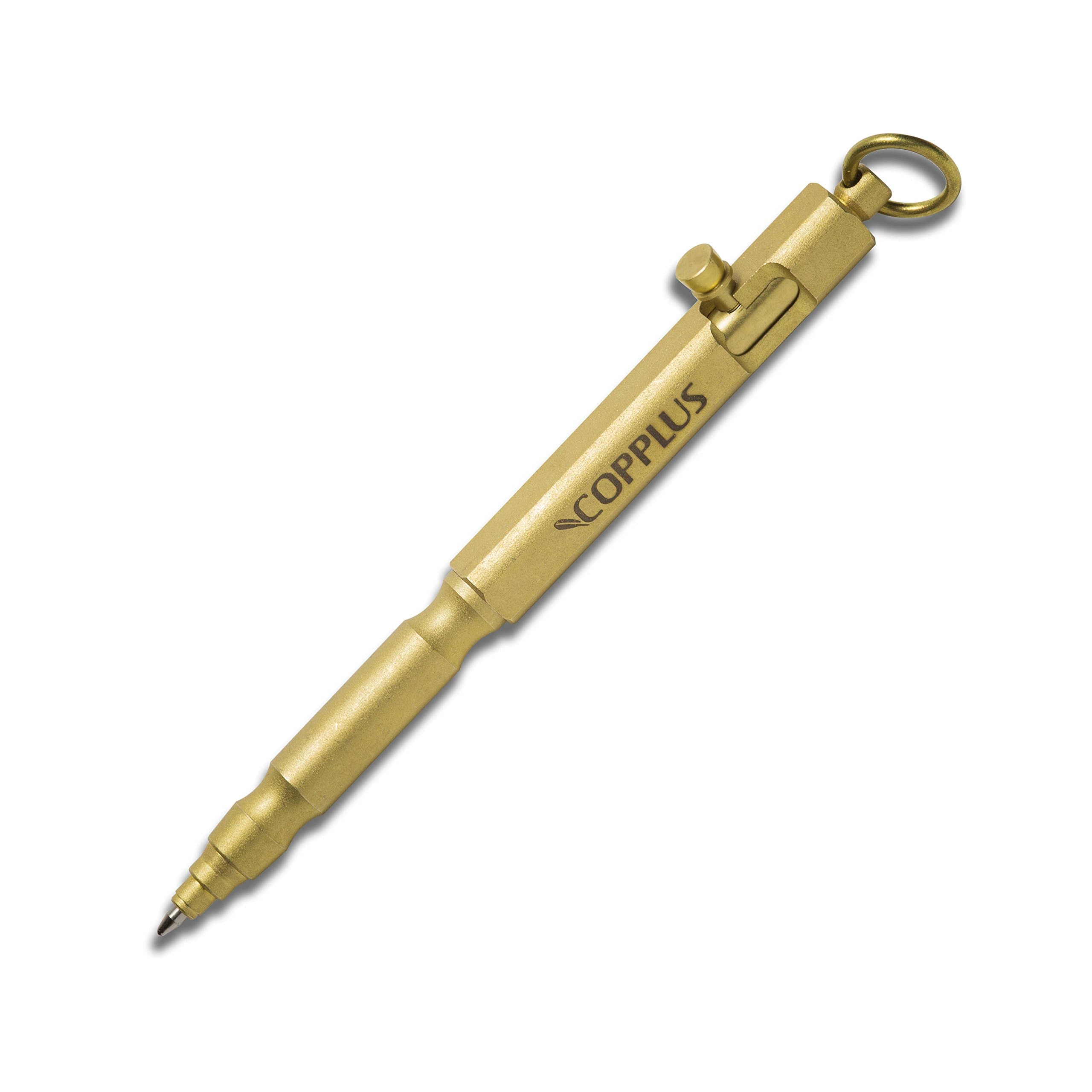 Copplus Brass Bolt-action Ballpoint Pen with Keyring