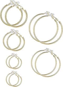 Sumind Clip on Hoop Earrings Hoop Gold Earrings Non Piercing Earrings Set for Women