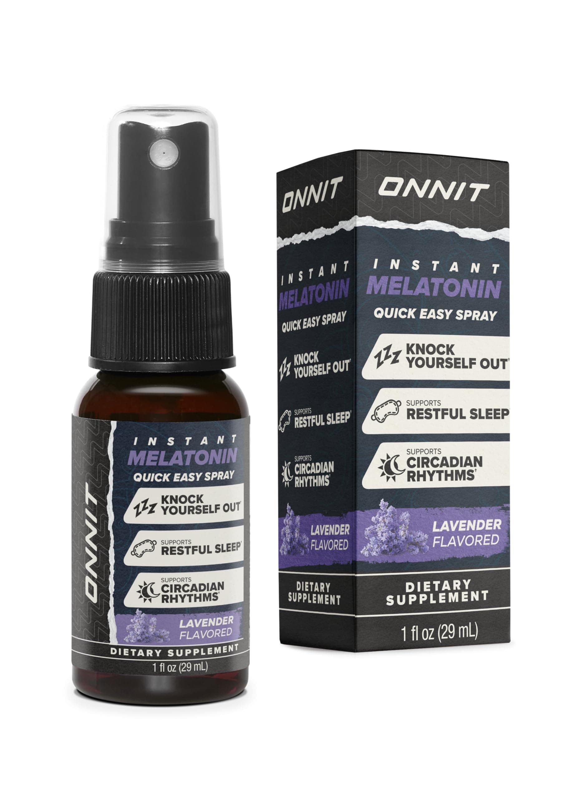 ONNIT Melatonin Liquid Sleep Support Spray, IGEN™ Non-GMO Tested, Lavender Flavor, Sleep Support for Adults, 3mg Melatonin per Spray, 1 fl oz