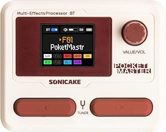 SONICAKE Pocket Master Portable Multi Effect Pedals 100+ Built-in Guitar/Bass/Acoustics with Amp Modeling, IR Cabinet Simulation, Stereo OTG USB Audio Interface, Rechargeable (White)
