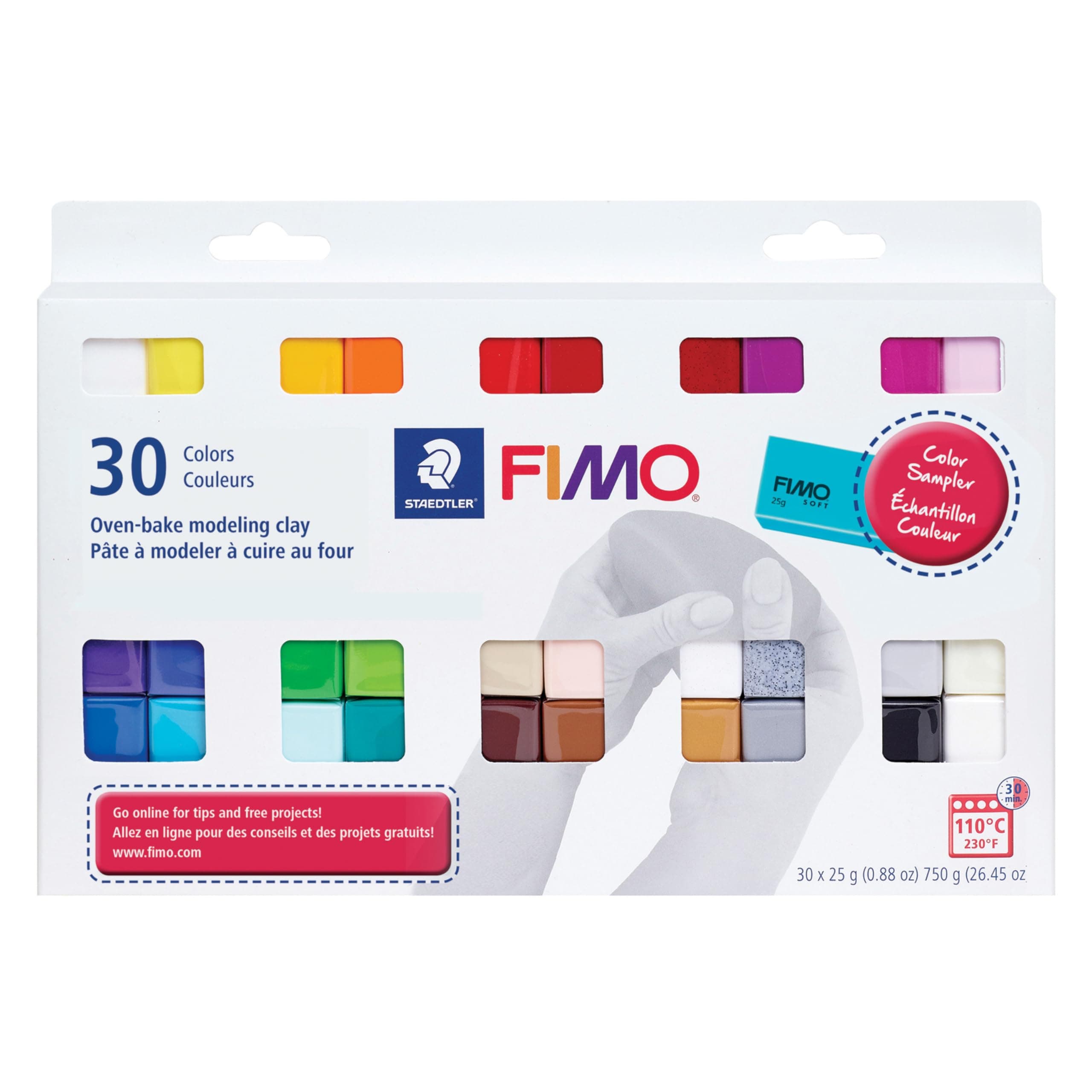 Fimo Professional Soft Polymer Clay, 30/Pkg, White, Multicolor, 1.87 pounds, Modeling, Sculpting, Decorative Art