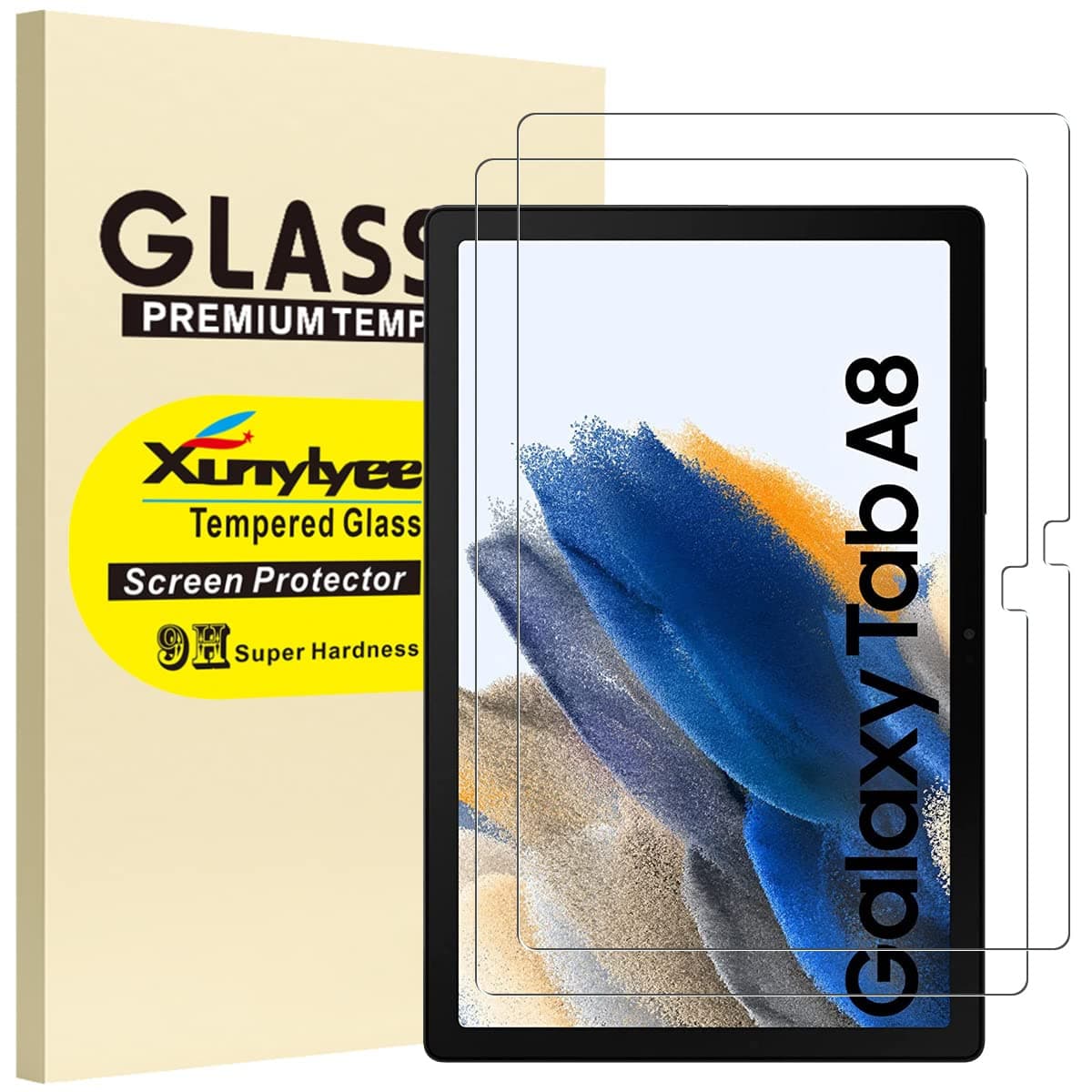 2 Pack, Screen Protector for Samsung Galaxy Tab A8 10.5 inch SM-X200/ SM-X205 Tempered Glass Film Easy Installation Bubble Free