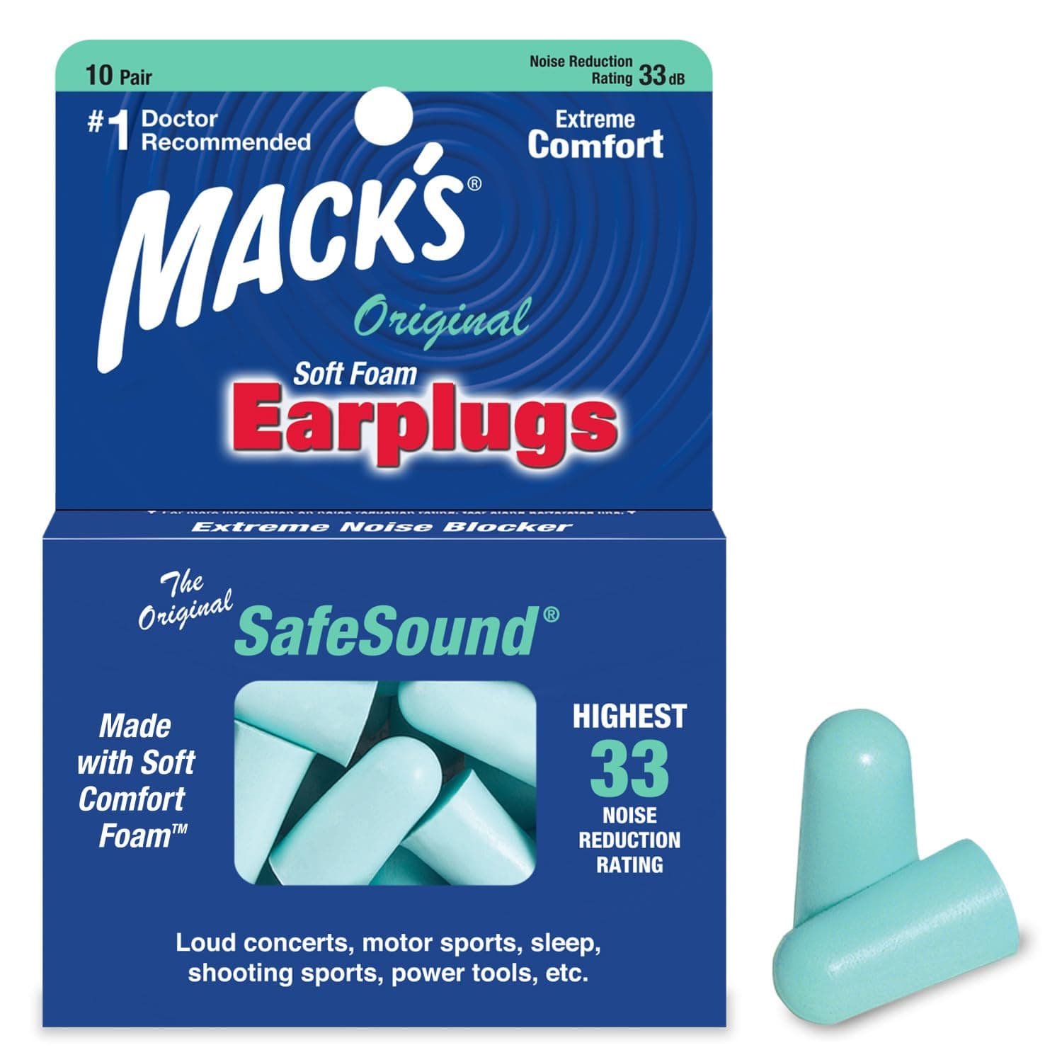 Original Ear Plugs (10 Pair) - Mint Green