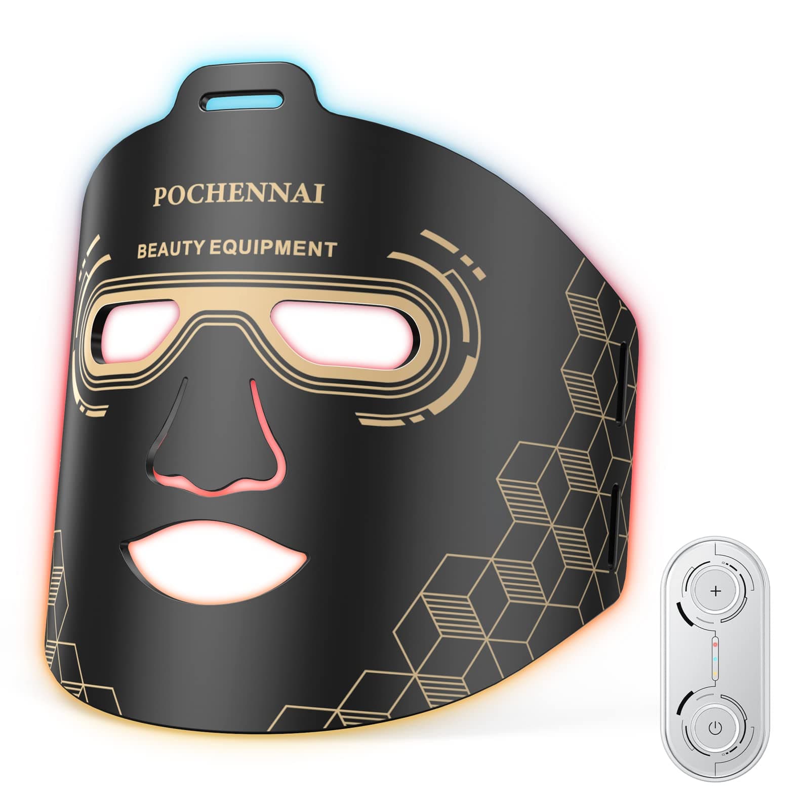 Infrared Red Light Therapy Mask, Led Face Mask Light Therapy, At Home Led Mask Therapy Facial, Blue Light Therapy for Ac- ne, Portable Red Light Therapy for Face, Facial Led Mask Skincare (Black)