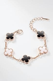 Latest Stylish Crystal Clover Rose Gold Bracelet for Women and Girls (10000b)