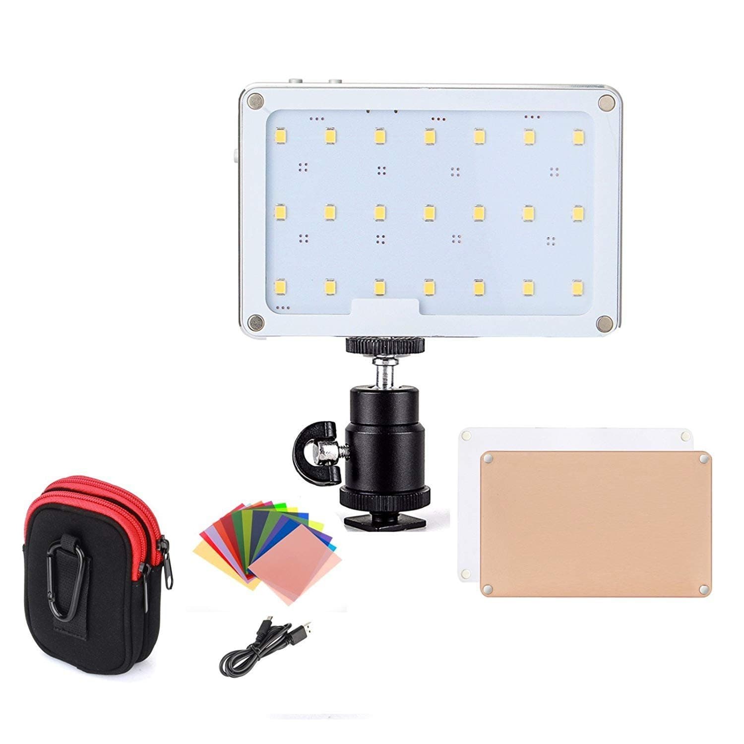 LED Video Light, SOKANI X21 Pocket-Sized Daylight OLED Screen Build-in 1600mAh Battery Lighting Video LED for Camera DSLR Sony, Nikon, Canon, iPhone, 21 Bulbs Great for Video Vlogging Selfies