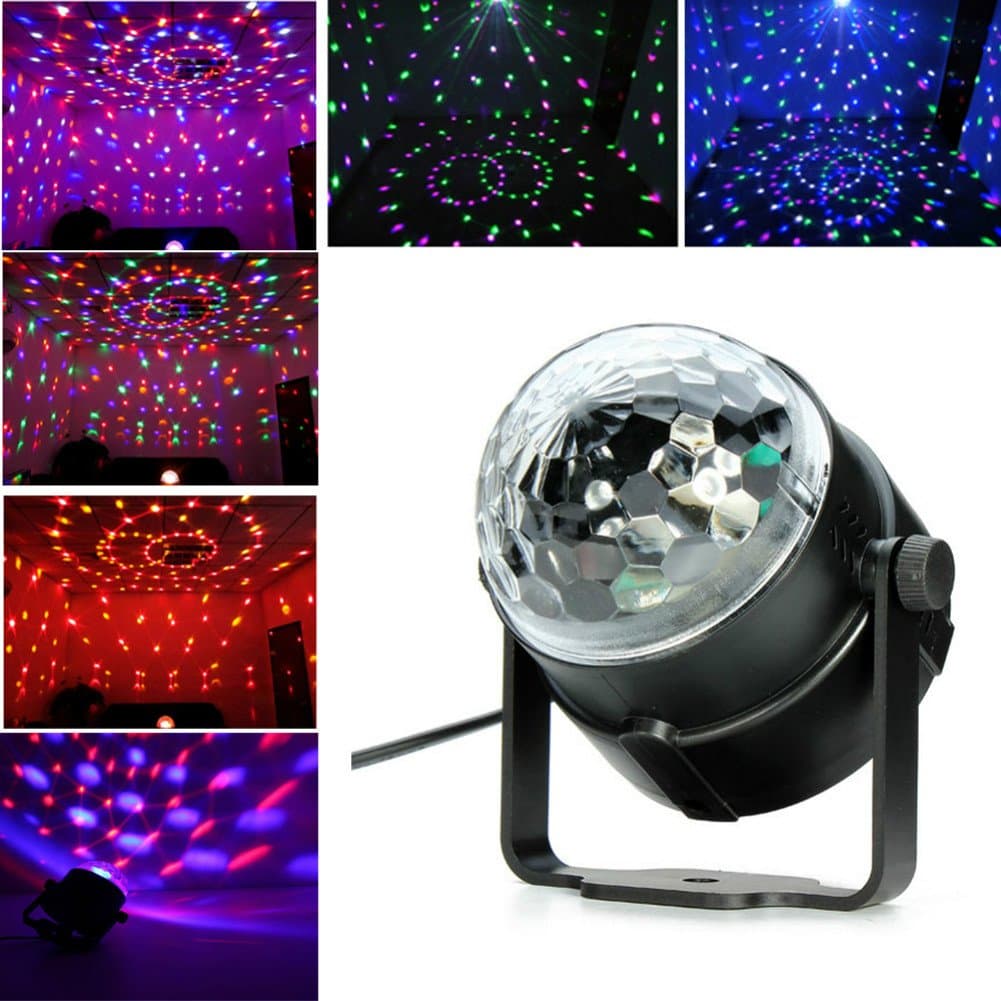 CooTek LED Party Light 7 Lighting Effect 3W Rotating Strobe Effect Sound Activated Disco Party Lights with Remote Control for Party Show Wedding Celebration Club Home Decoration Kids Party Gift