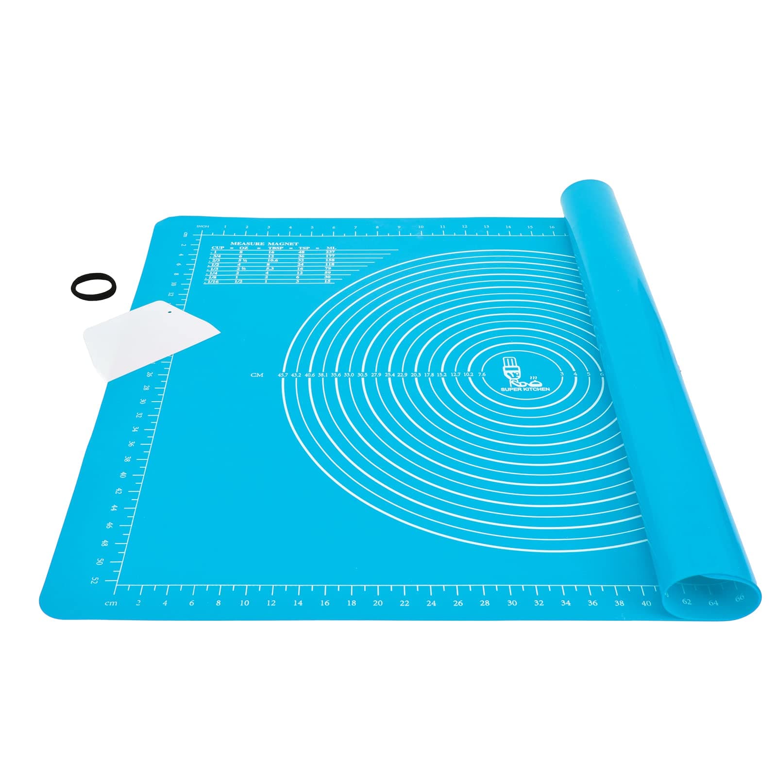 Extra Large Thick Non-Stick Silicone Baking Pastry Mat with Dough Scraper, Non-Slip Fondant Rolling Kneading Board, BPA Free, Epoxy Resin Crafts Jewelry Casting Mould Mat (71x51cm, Blue)