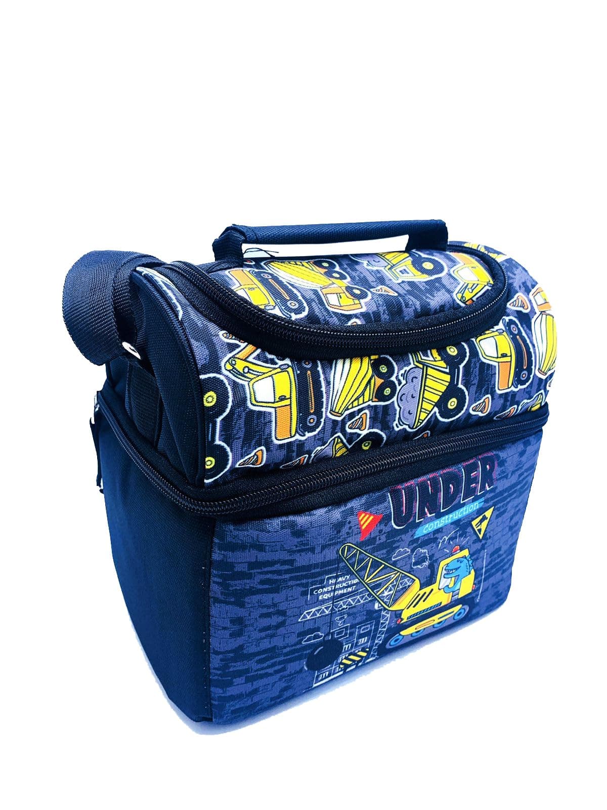 Echo Boomers Builder Printed Double Insulated Tiffin Lunch Bag with Multi Zipper Pockets