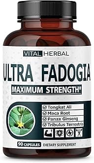 Fadogia Agrestis with Tongkat Ali Capsules for Maximum Strength with Ginseng Maca Root Tribulus - Boost Energy & Muscle Buider (90 Count (Pack of 1))