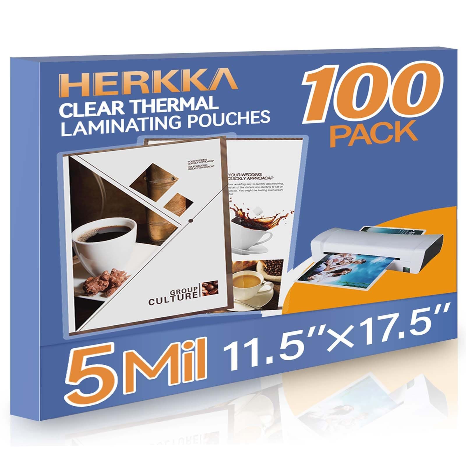 HERKKA 100 Pack Laminating Sheets, Hold 11 x 17 Inch Sheet, 5 Mil Clear Thermal Laminating Pouches 11.5 x 17.5 Inch Lamination Sheet Paper for Laminator, Round Corner