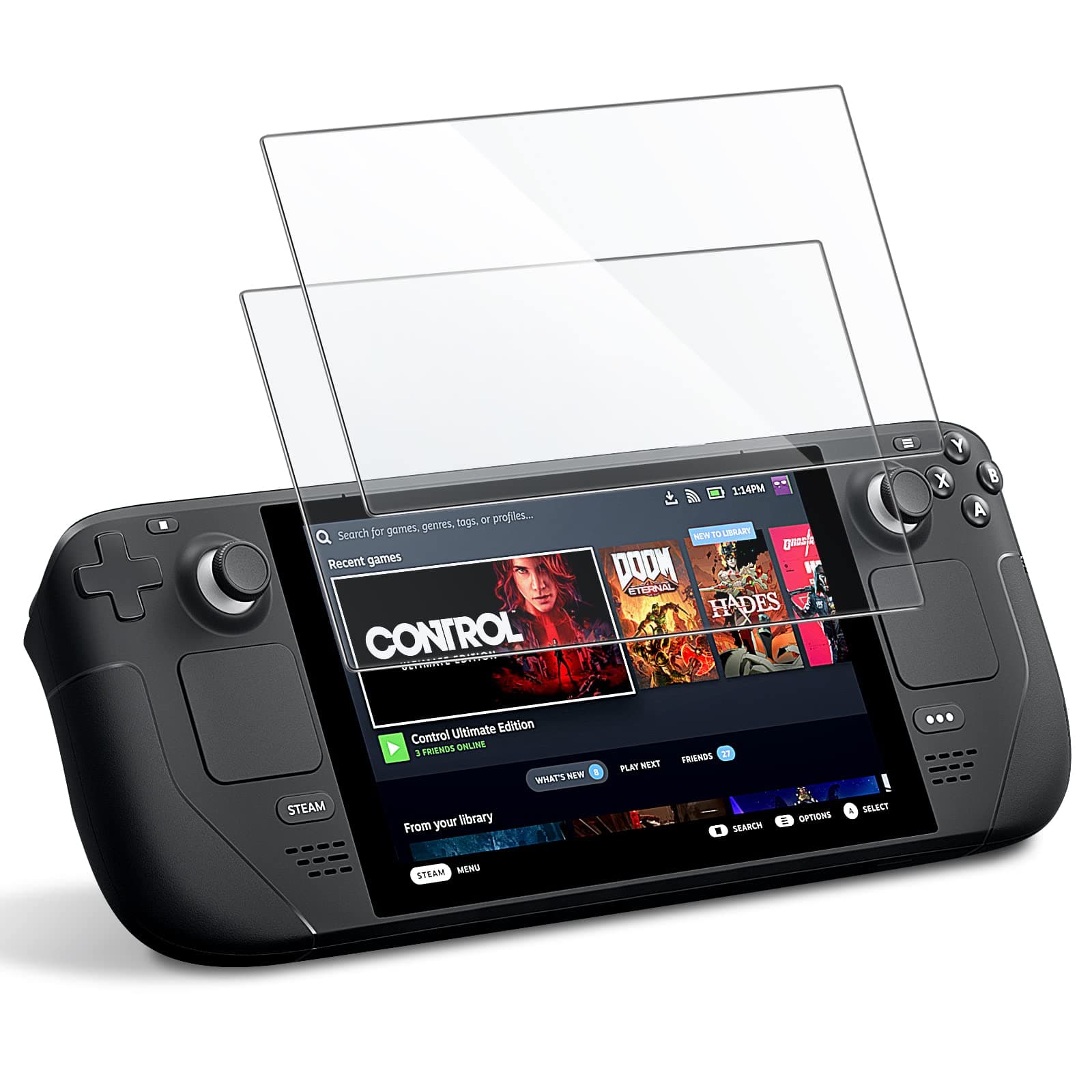 Screen Protector for Steam Deck OLED 7.4-Inch (2023), Steam Deck 7-Inch (2021&2022), 9H Tempered Glass Film, Anti-Scratch HD Clear, 2-Pack