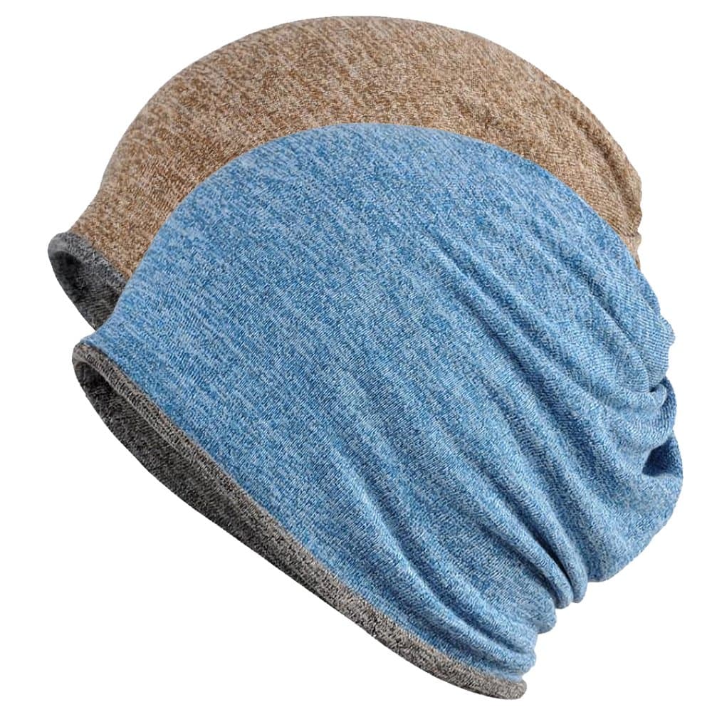 2 Pack Multifunction Slouchy Beanie for Jogging, Cycling