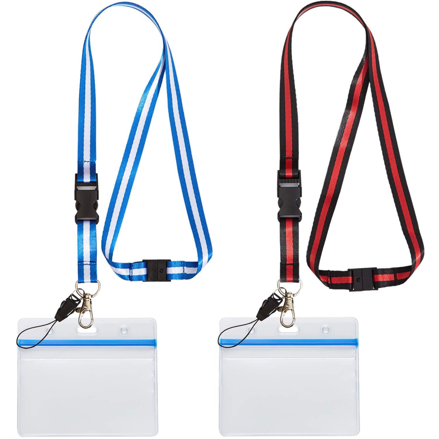 2 PCK id Badge Holder with Lanyard Strap Neck Strings Metal Clips