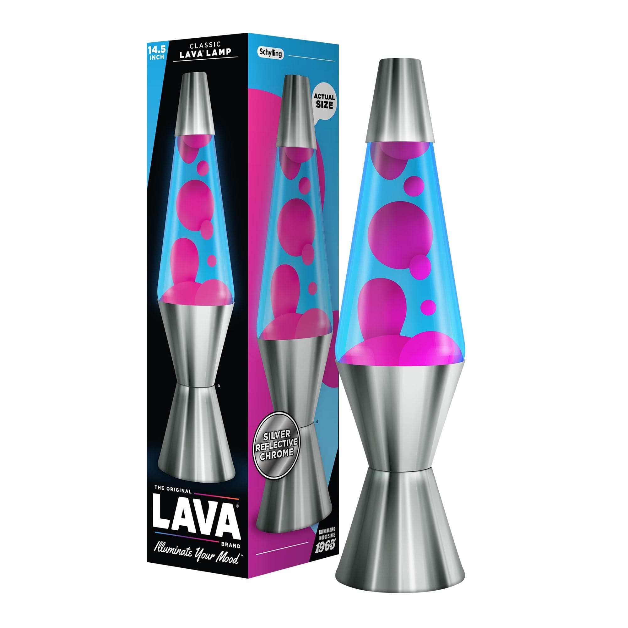 The Original Lava® Lamp - 14.5" Techno Chrome - Classic Liquid Motion Lamp - Pink Lava and Blue Liquid - Item #2097 (Amazon Exclusive)