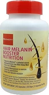 Hair Melanin Booster Nutrition [Anti Grey Hair Supplement for Men & Women | Melatine®, Catalase, PABA, L-Tyrosine, He Shou Wu, Chlorella Extract, CoQ10, Folic Acid, Pantothenic Acid]