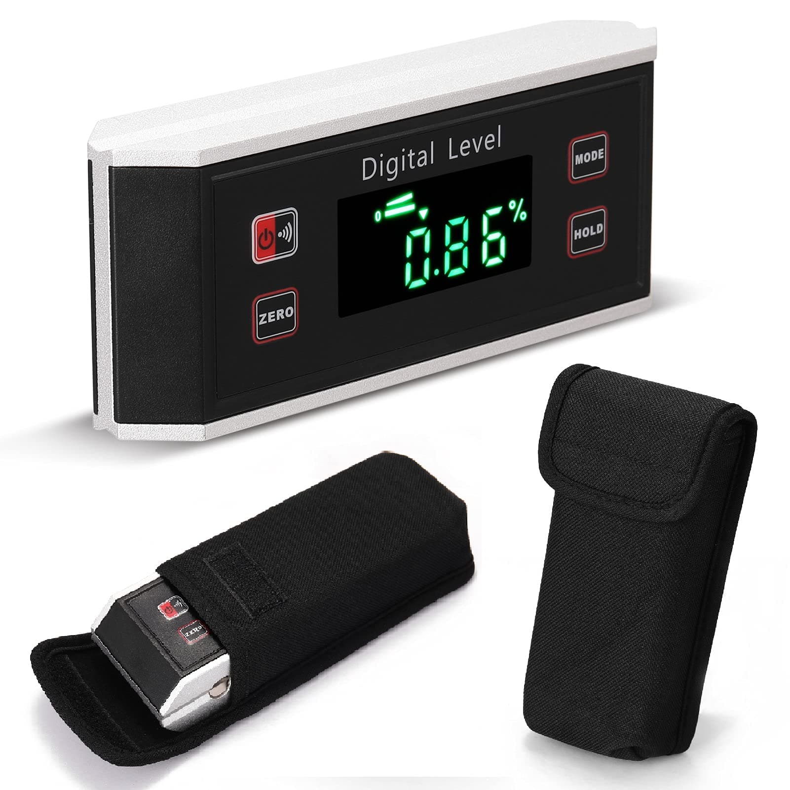 Portable 4 * 90° IP54 Waterproof Dustproof Level High Precisions Angle Finder Digital Protractor Inclinometer Digital Level LCD Display Data Hold Function Woodworking Utility Tool