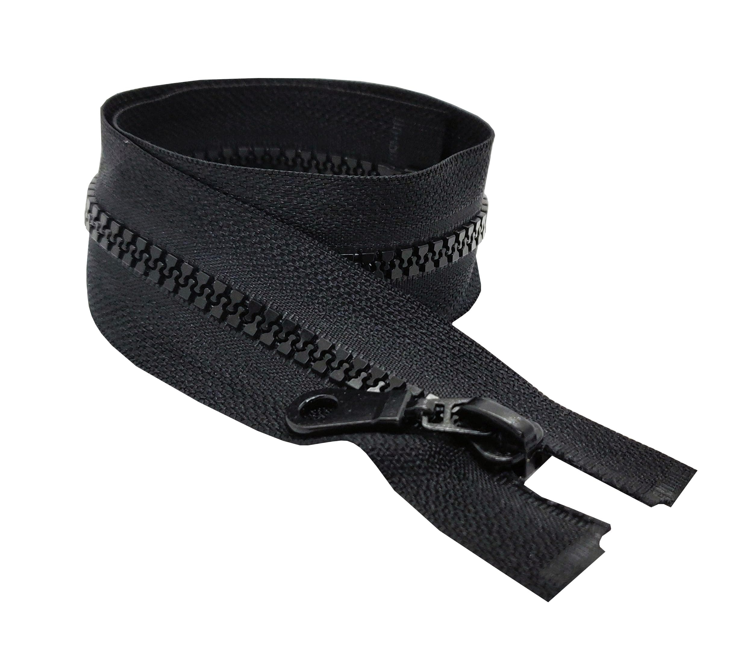 Black Chunky Zip Open-End Fastener Single Slider One Way Resin Zipper Size #5 Ideal for Jackets Fleeces Coats Replacement Zip Repair (70cm (27"))