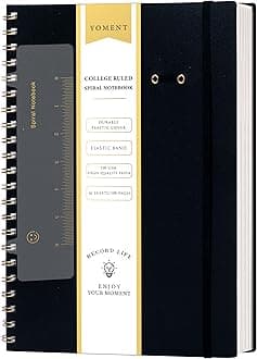 Yoment Spiral Notebook 8.5 x 11 A4 Large Notebooks for Work College Ruled Journaling Notebooks, 100 GSM Paper, Spiral Bound Journal for School Note Taking Writing, A4 Black