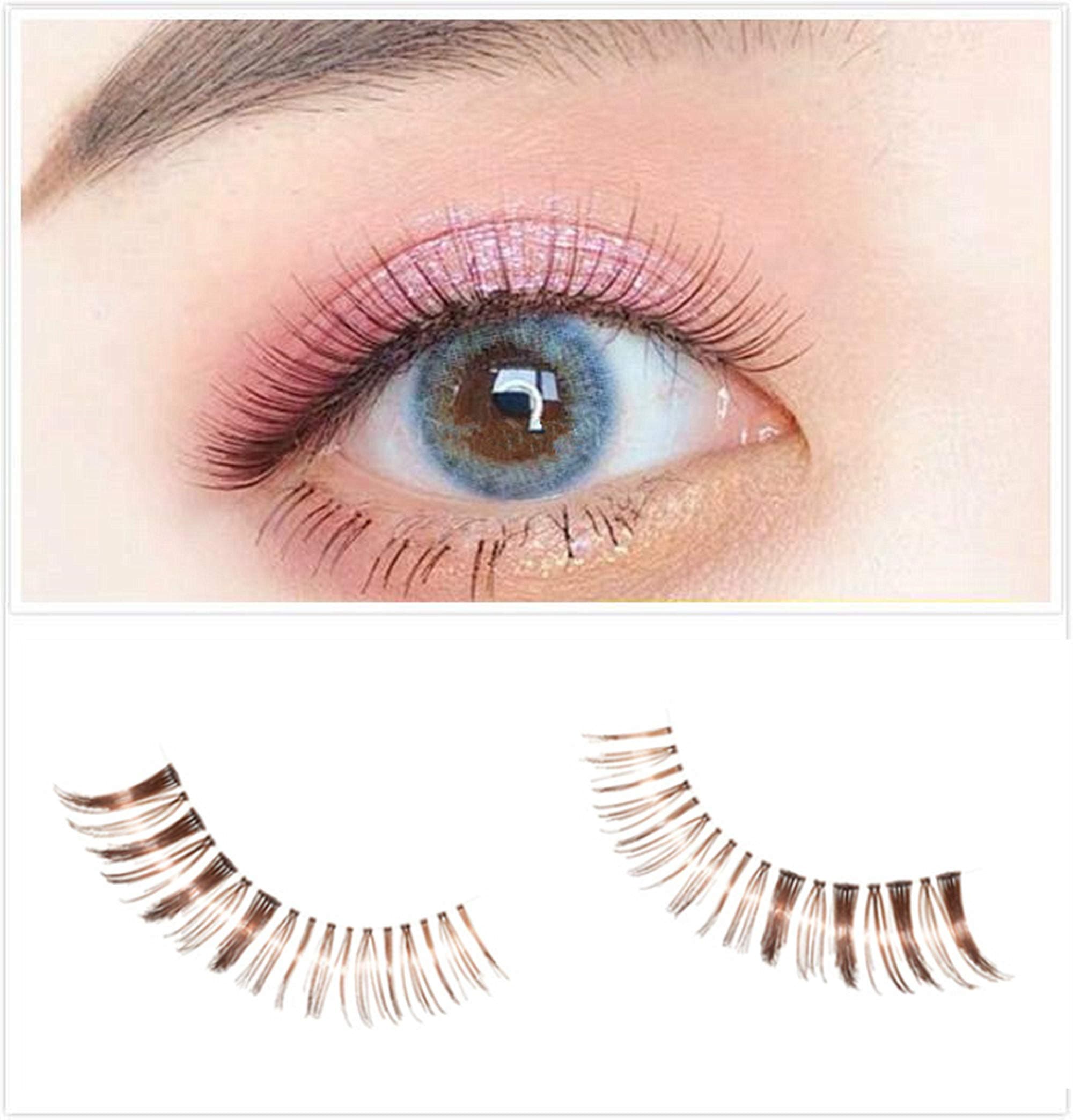 Natural false eyelashes Brown Eyelashes 3D Light Color False Eyelashes Short Handmade lashes wispies Natural False Eyelashes Eye Makeup Fake Eyelashes 5 Pairs eyelashes pack