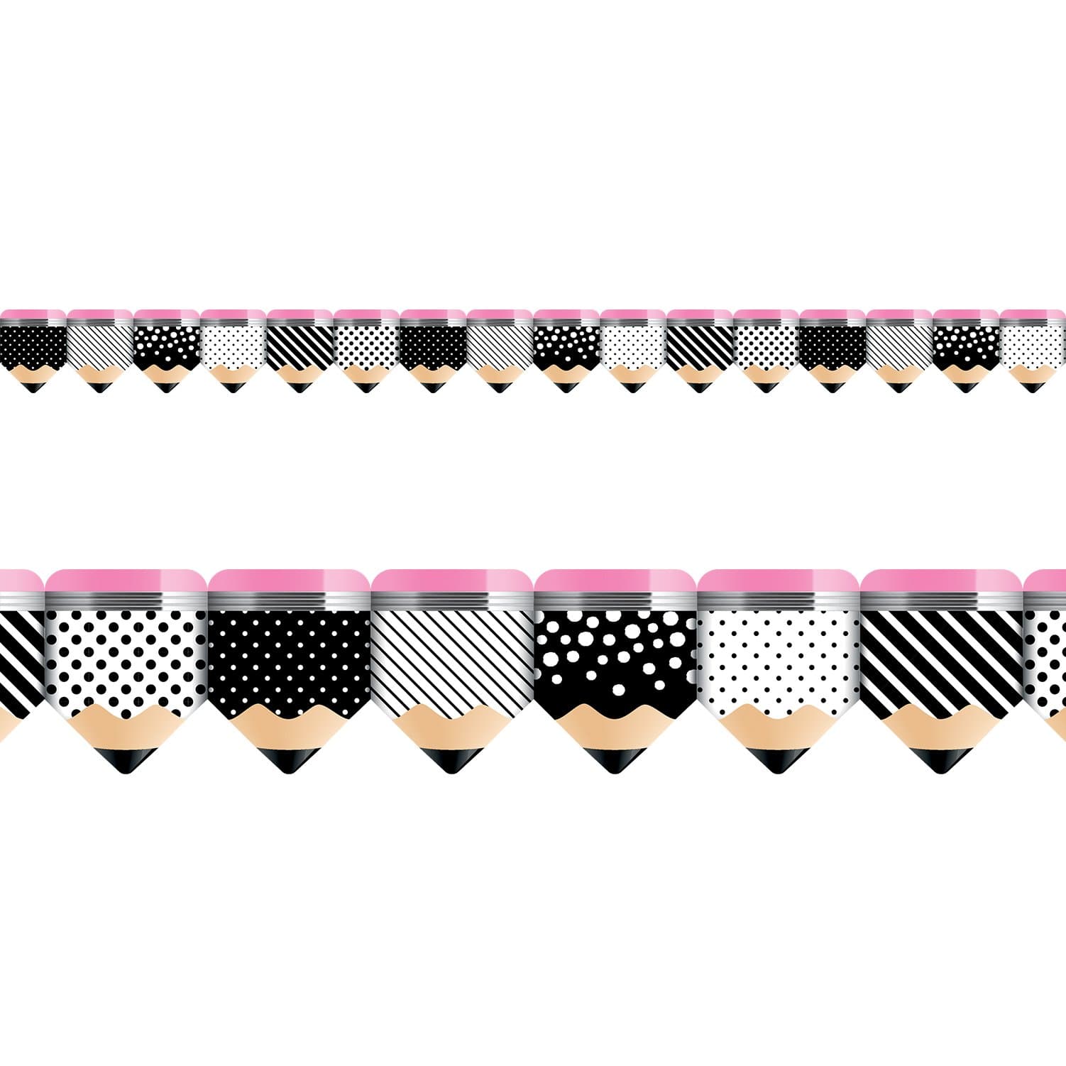 Creative Teaching Press Bold & Bright Striped and Spotted Pencils Bulletin Board Border/Trimmer (Accent Bulletin Boards, Walls, Classrooms, Learning Spaces and More)