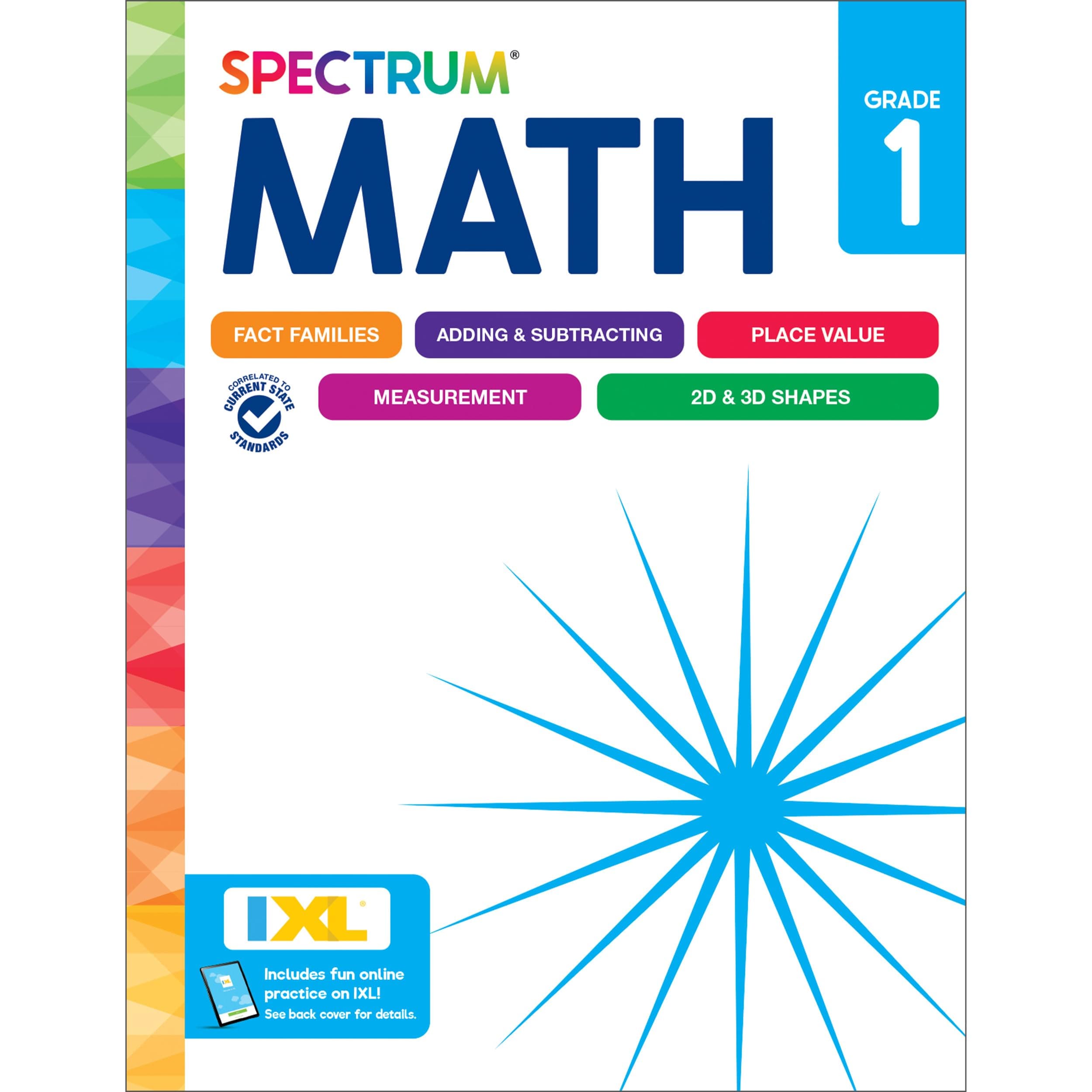 Spectrum 1st Grade Math Workbook, Mathematics Activity Book for Kids Ages 6-7, Addition, Subtraction, Place Value, Shapes, and More, Classroom or Homeschool Curriculum