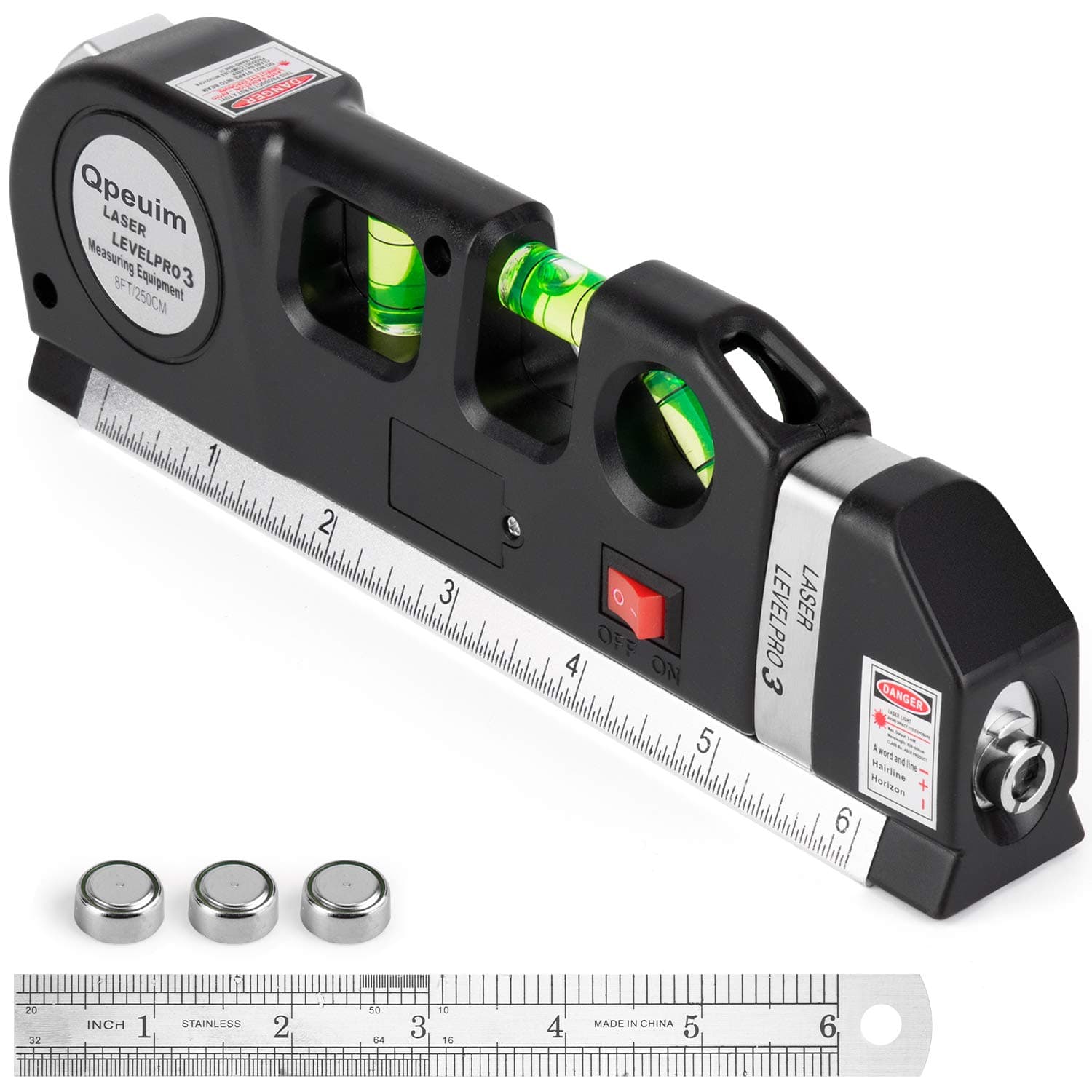 Multipurpose Laser Level Kit - Standard Cross Line Leveler Beam Tool With Metric Rulers By Qpeuim