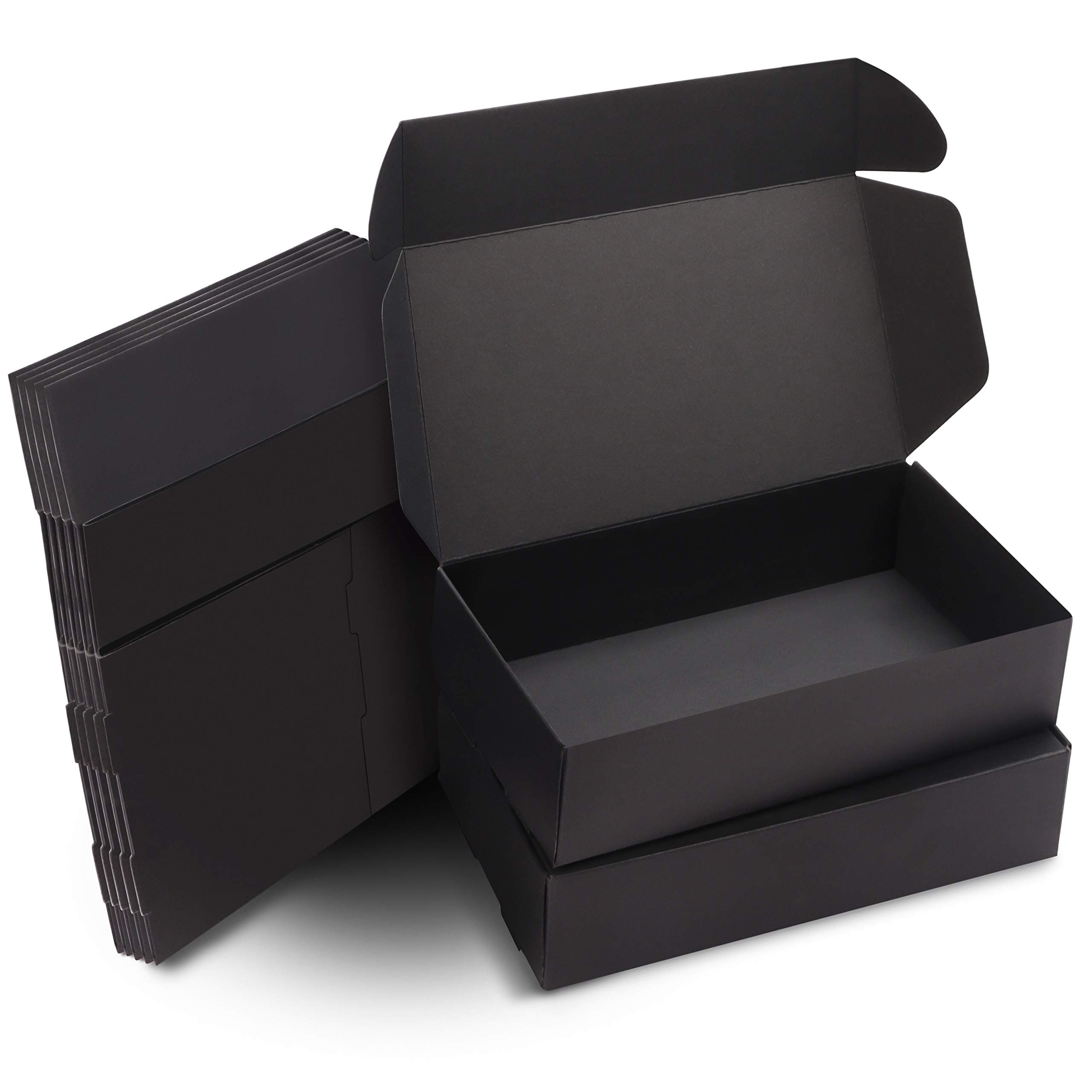 Black Kraft Gift Boxes (20 Pack) - 19 x 11 x 4.5cm (7.5" x 4.3" x 1.78") - Easy Assemble Rectangle Presentation Favour Present Box - Parties Birthdays Weddings Holidays