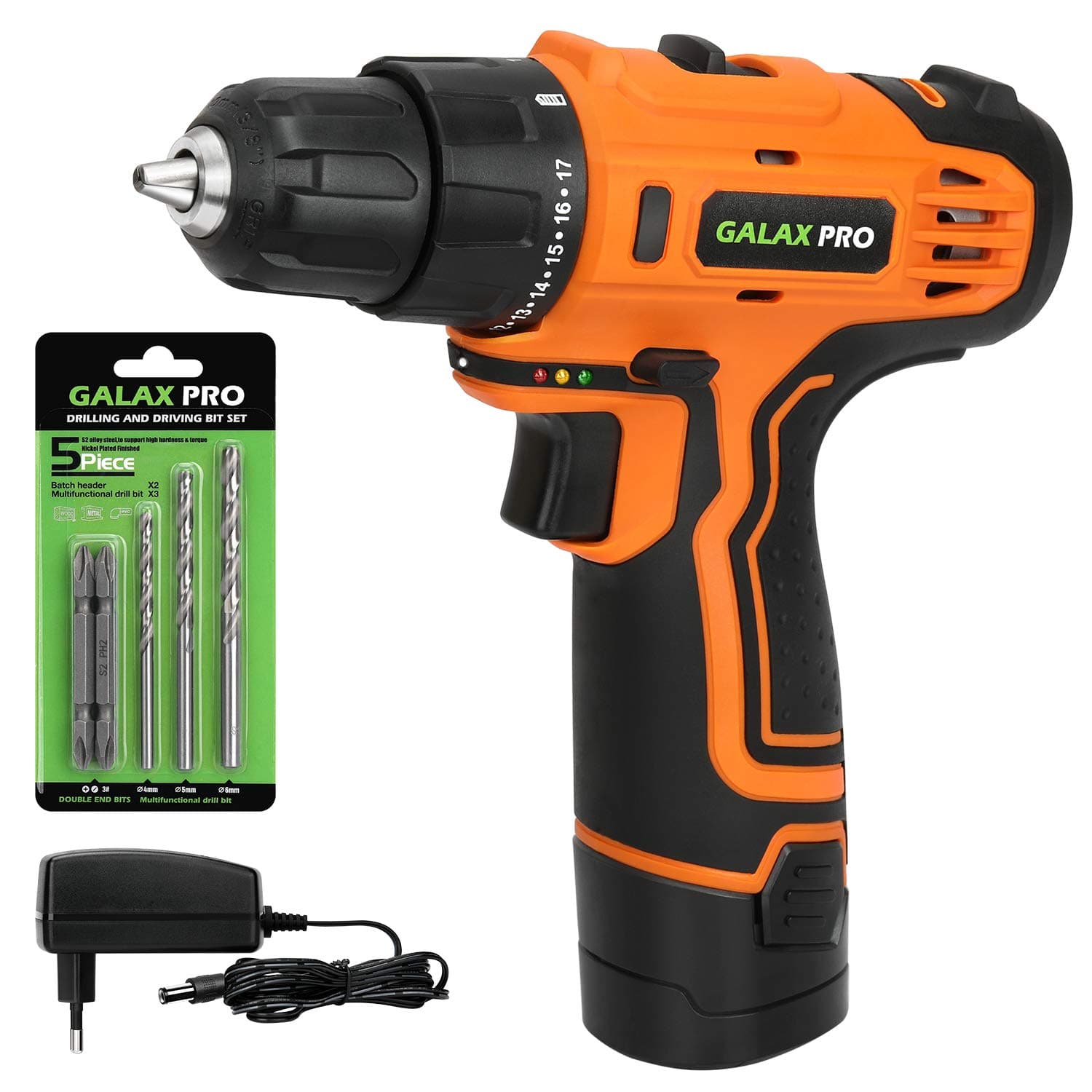 GALAX PRO 12V 2-Speed Cordless Drill, Compact, with 6-Piece Accessories (YD022)