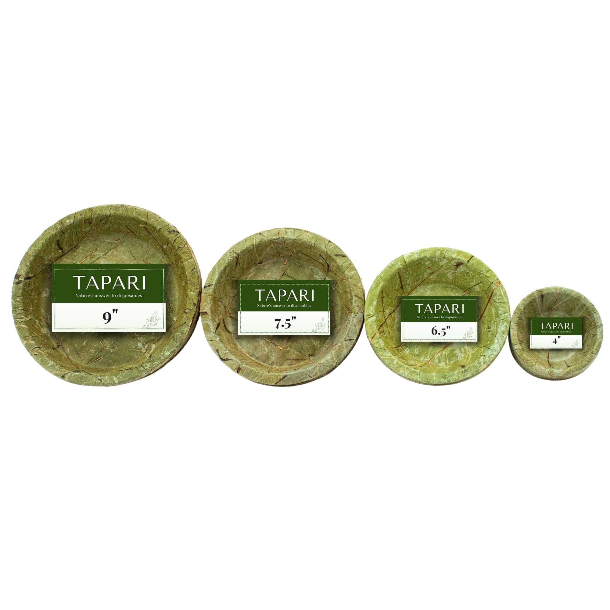Tapari 20 pc Multipack - Small, Medium & Large Bowls & Large Plates (5 pcs of Each) - Natural & Compostable - Disposable Bowls Pack Perfect for Picnics, Barbeques & Parties