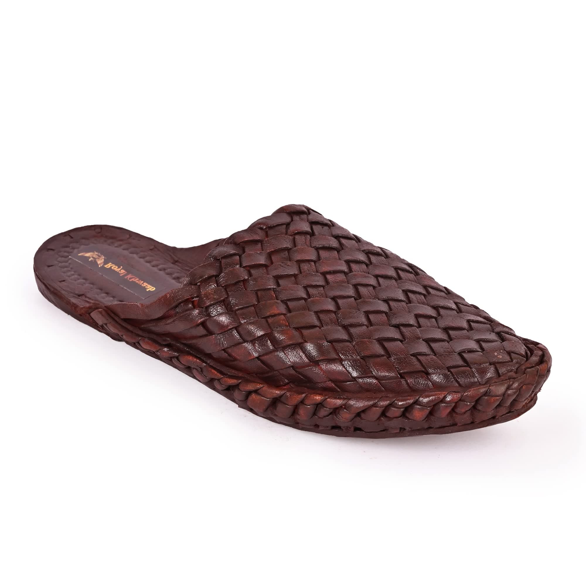 Men's Leather Pull-On Kolhapuri Chappal Brown