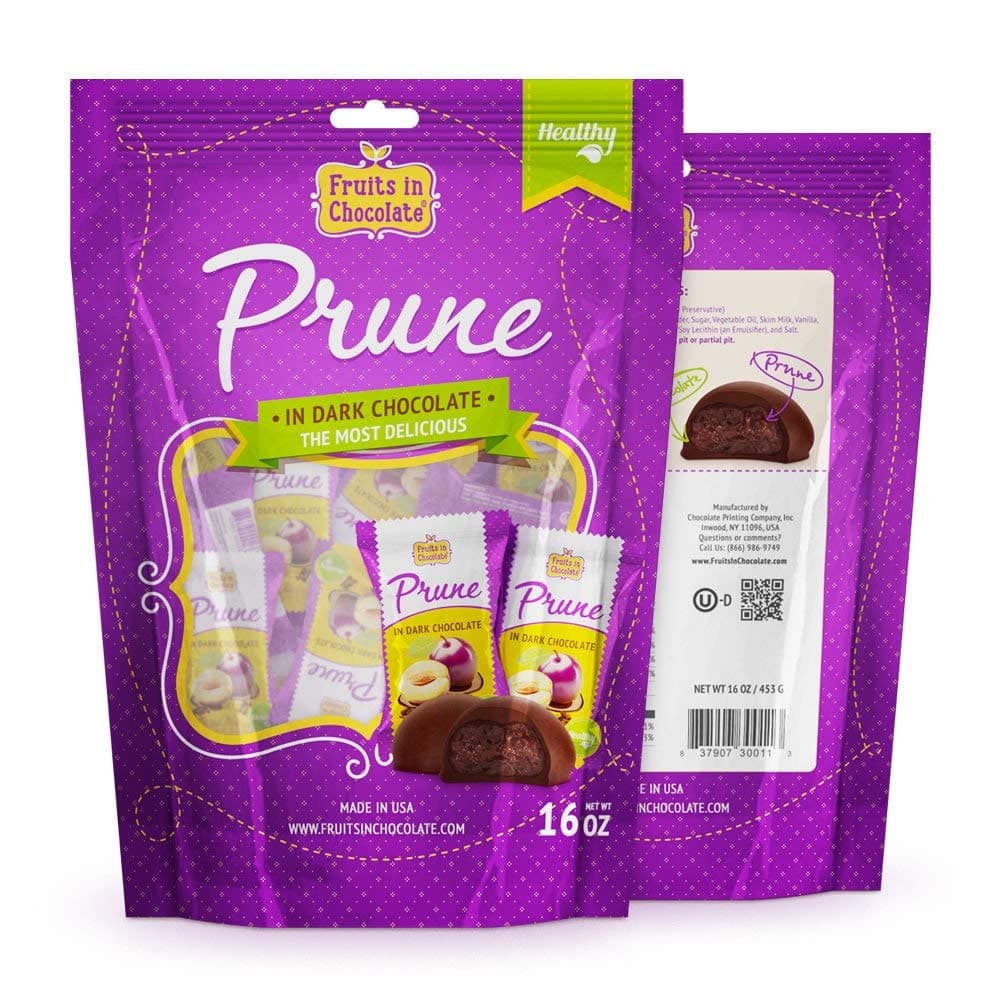 Dark Chocolate Covered Prunes, 16 Oz Bag