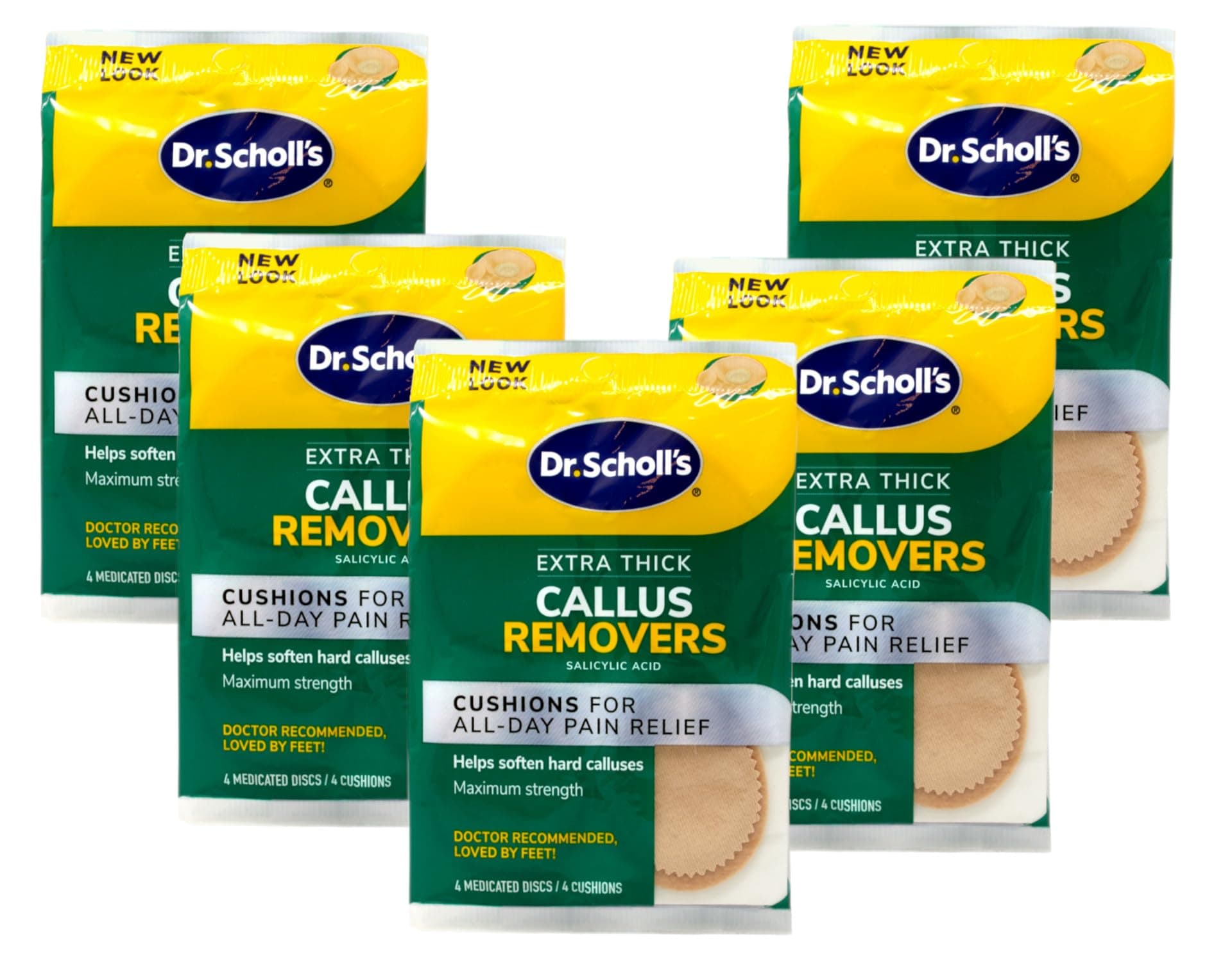 Dr. Scholl's Extra Thick Callus Removers 4 Cushions ea. (Packs of 5)